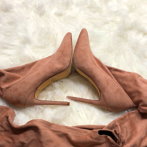 Suede Over-The-Knee Pointy Toe Heeled Boots - Picture 5 of 6